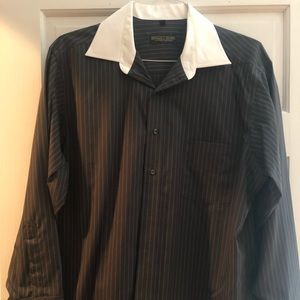 Donald Trump gray pinstriped long sleeved shirt